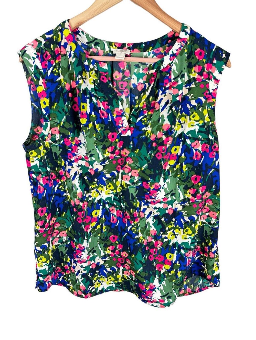 J. CREW Women Thin Lightweight Sleeveless Summer Blouse Multicolor Floral 10 - Picture 2 of 9